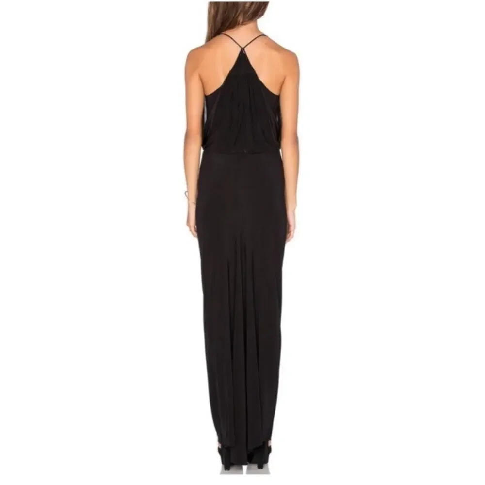 Misa Los Angeles Domino Front Twist Draped Maxi Dress Olive Green Size S NWT